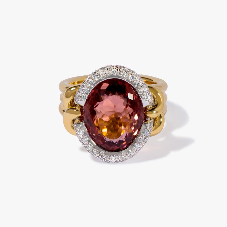Knuckle Dust Pink Tourmaline & Diamond Ring