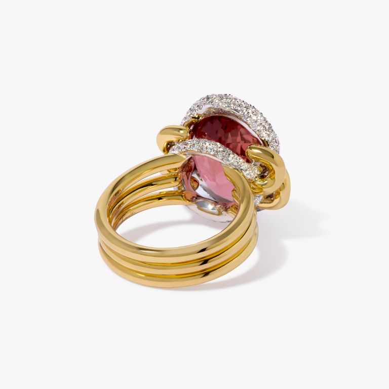 Knuckle Dust Pink Tourmaline & Diamond Ring