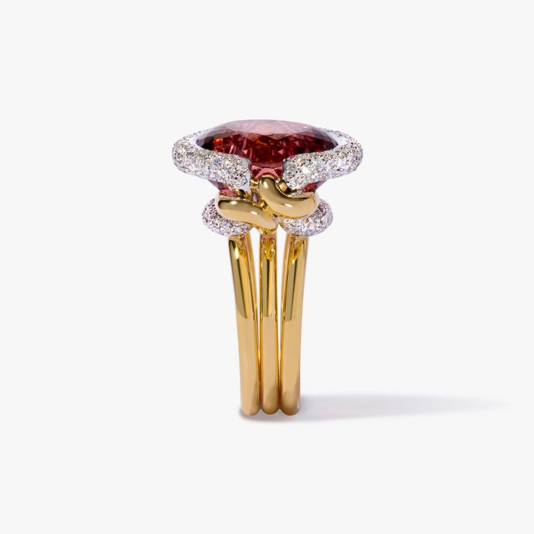 Knuckle Dust Pink Tourmaline & Diamond Ring