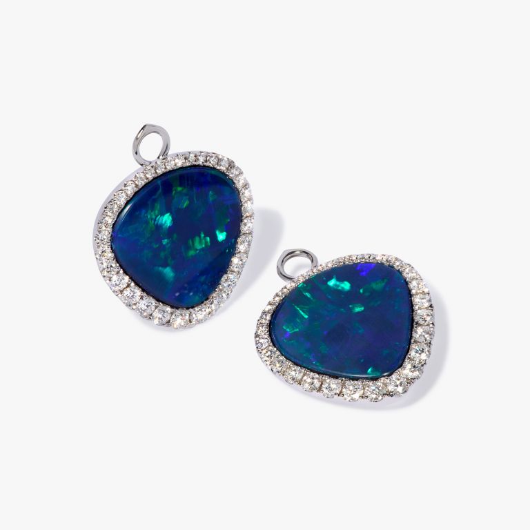 18ct White Gold Opal Doublet Diamond Earrings Annoushka US