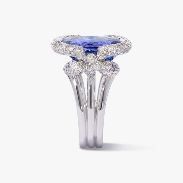 Knuckle Dust Tanzanite & Diamond Ring 