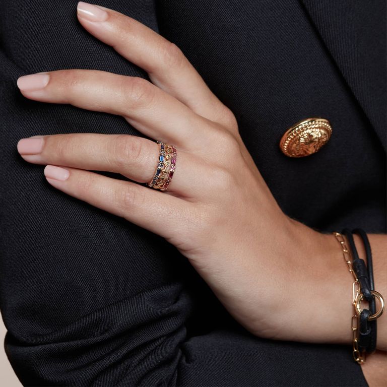 18ct Yellow Gold Blue Sapphire Baguette Ring Annoushka International