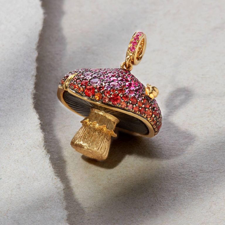Sapphire Magic Mushroom Charm Pendant