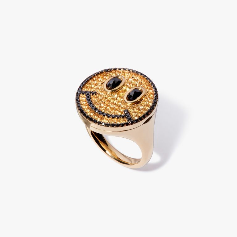 Happy face gold ring sales