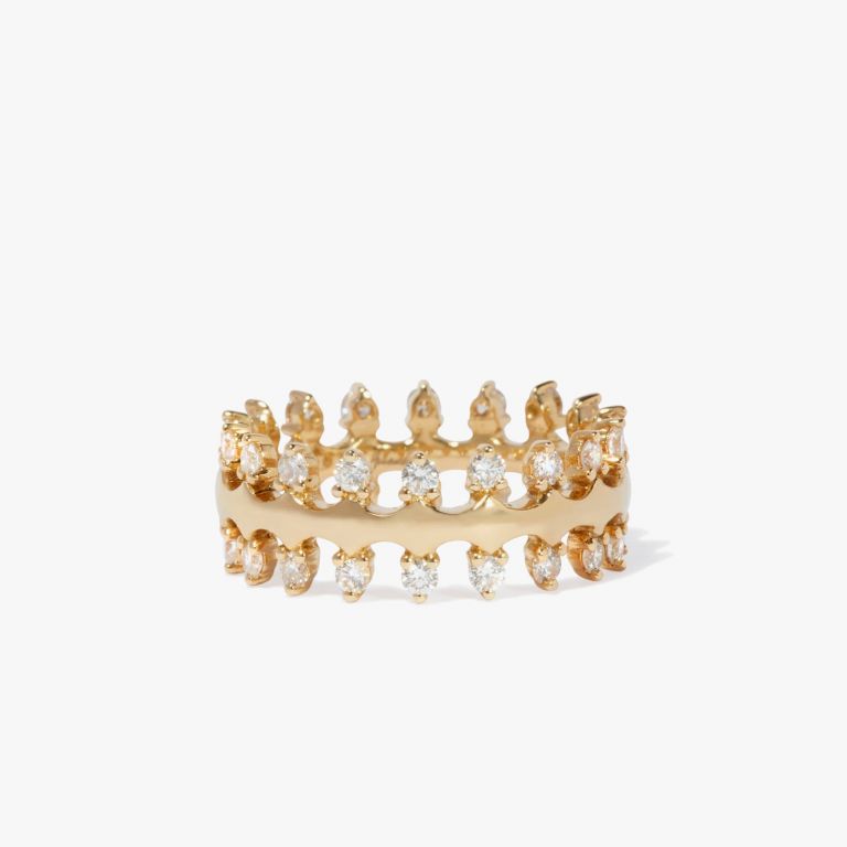 Crown 18ct Gold Double Diamond Ring