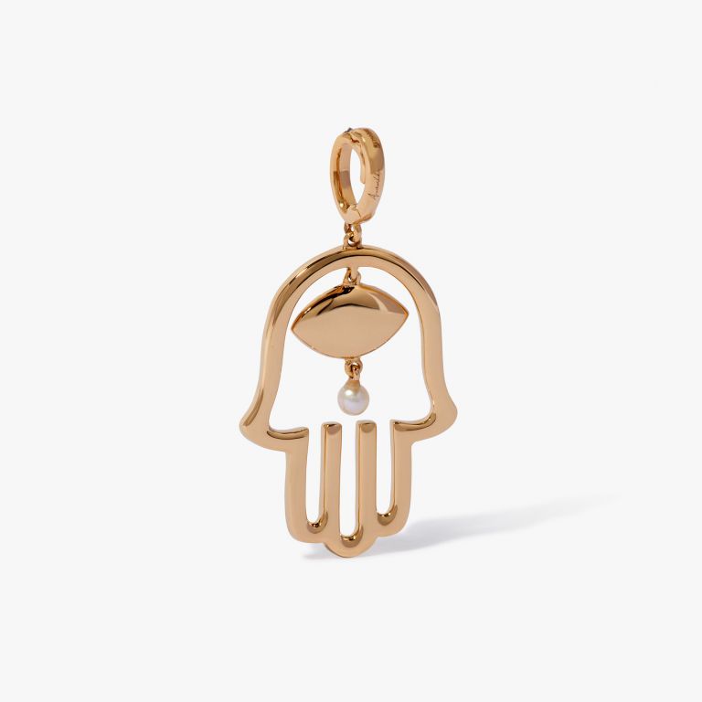 Mythology 18ct Yellow Gold Diamond Hand of Fatima Charm Pendant Annoushka International