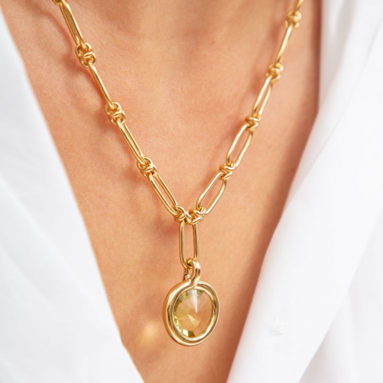 Sweetie Olive Quartz & Knuckle Necklace