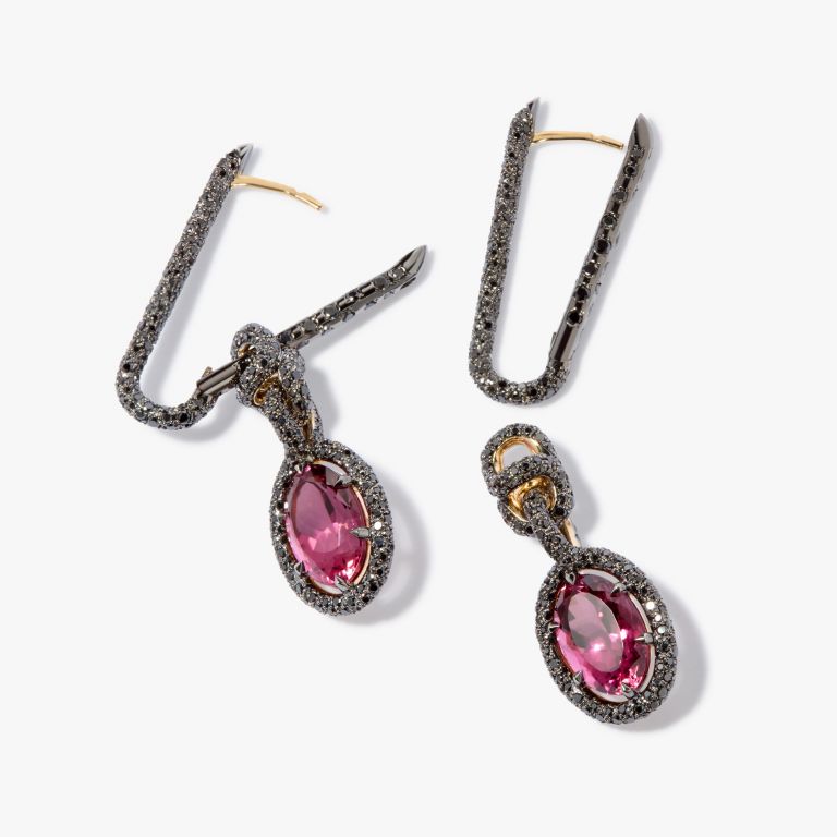 Knuckle Dust Tourmaline & Diamond Earrings 