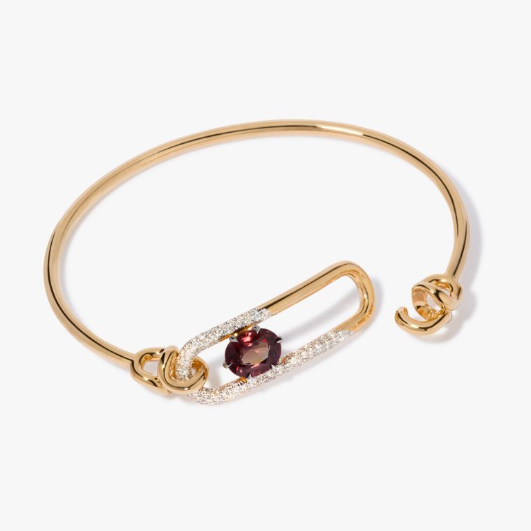 Knuckle Dust Garnet & Diamond Bangle 