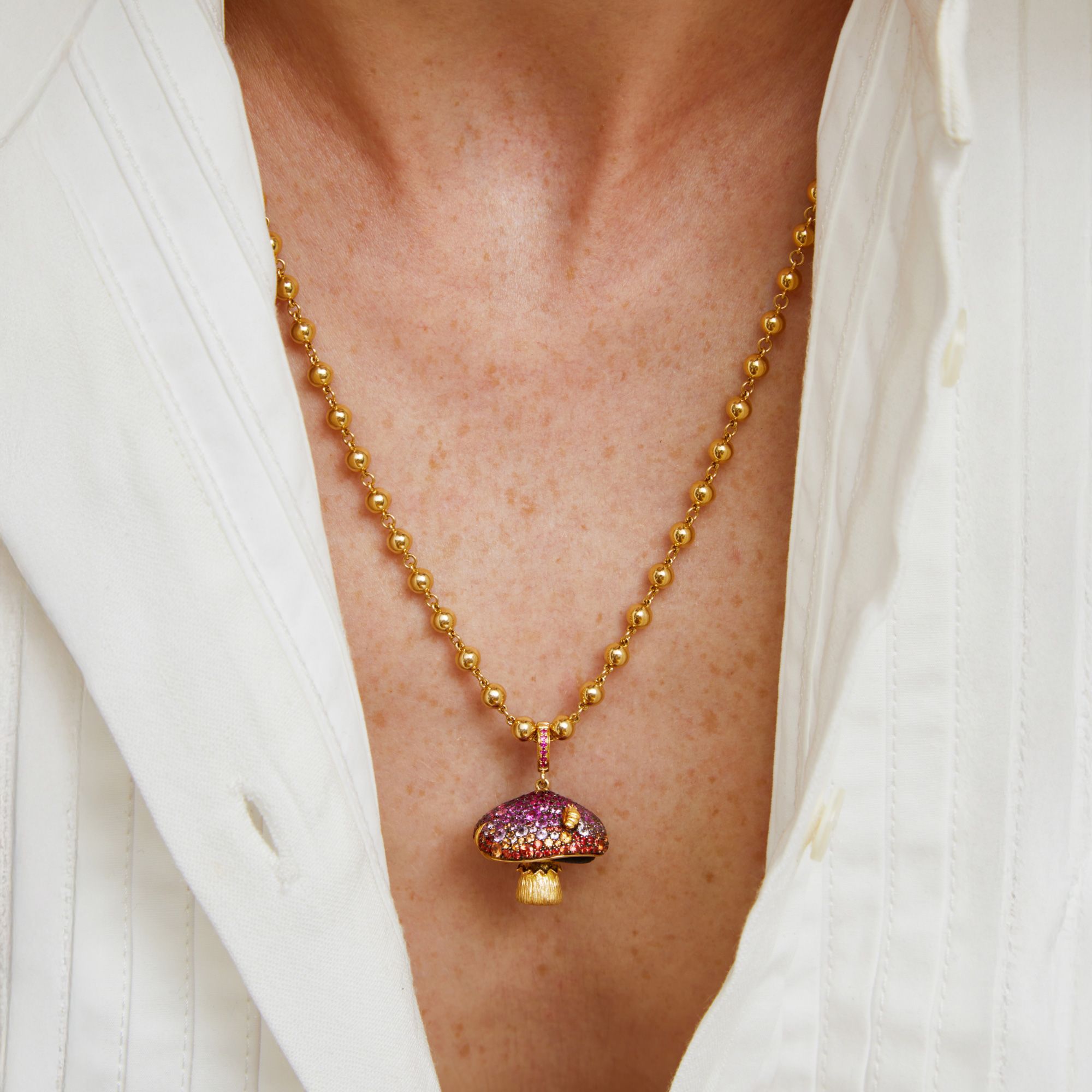 18k Yellow Gold Sapphire Magic Mushroom Charm Pendant - Annoushka US