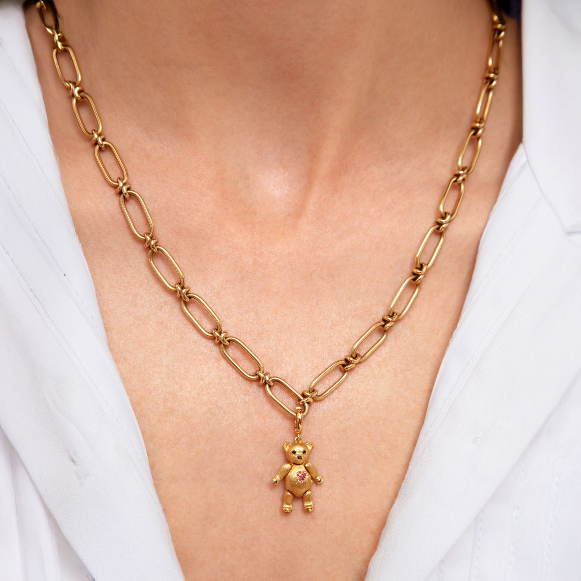 18k Yellow Gold Teddy Bear Locket Charm Pendant - Annoushka US