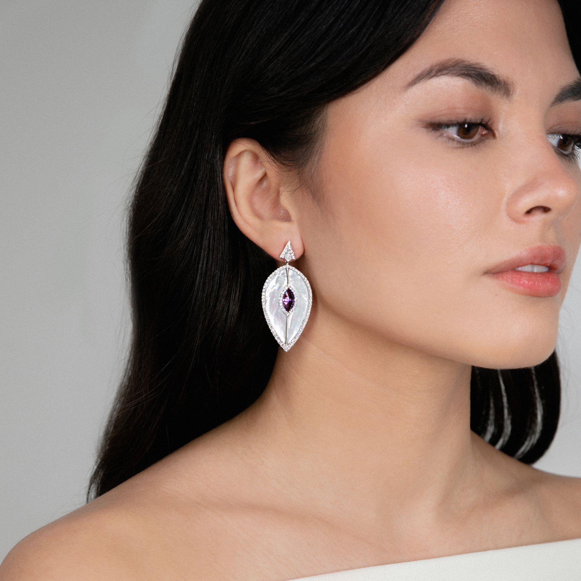 Pearl & Amethyst Earrings