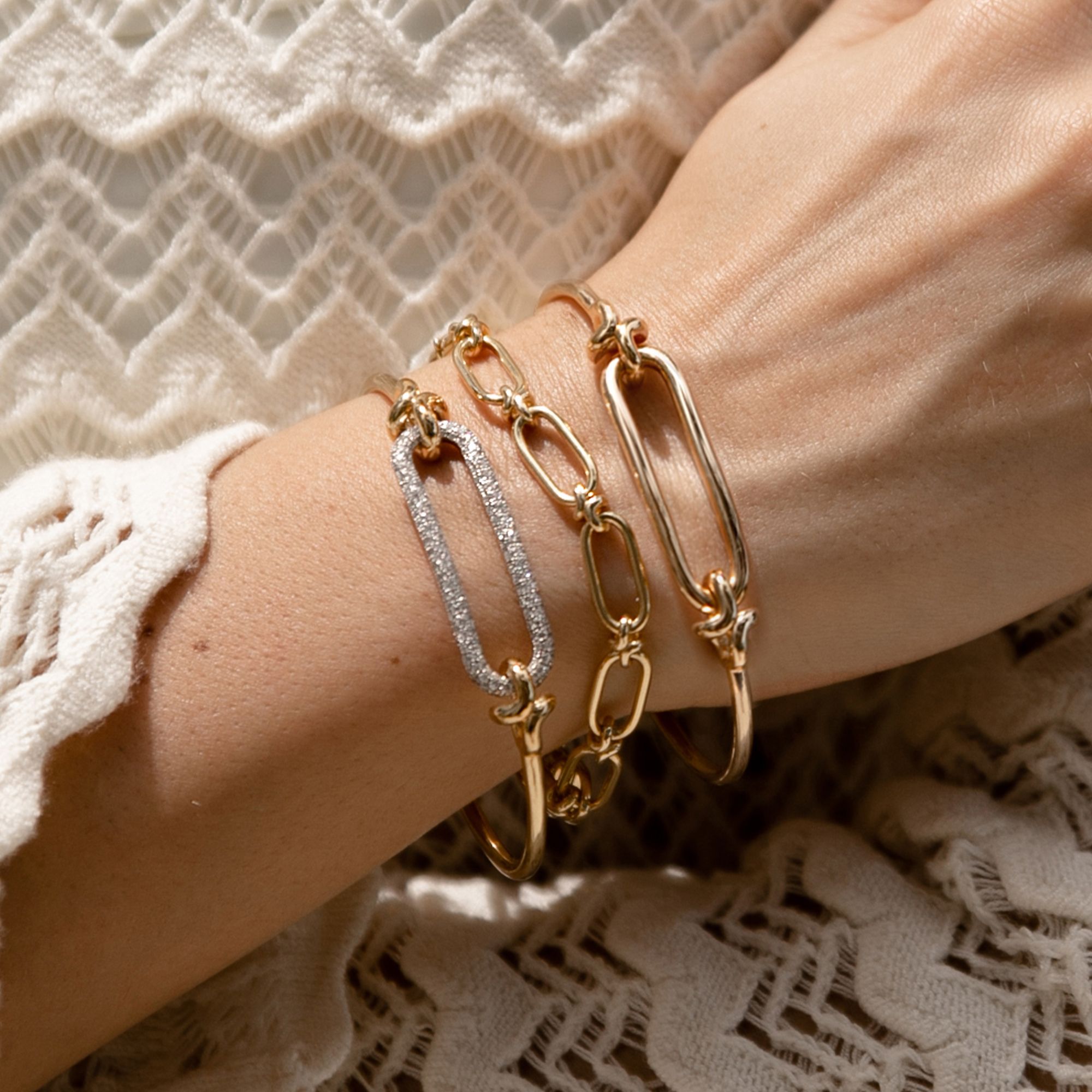 Knuckle 14ct Gold Diamond Bangle Annoushka US