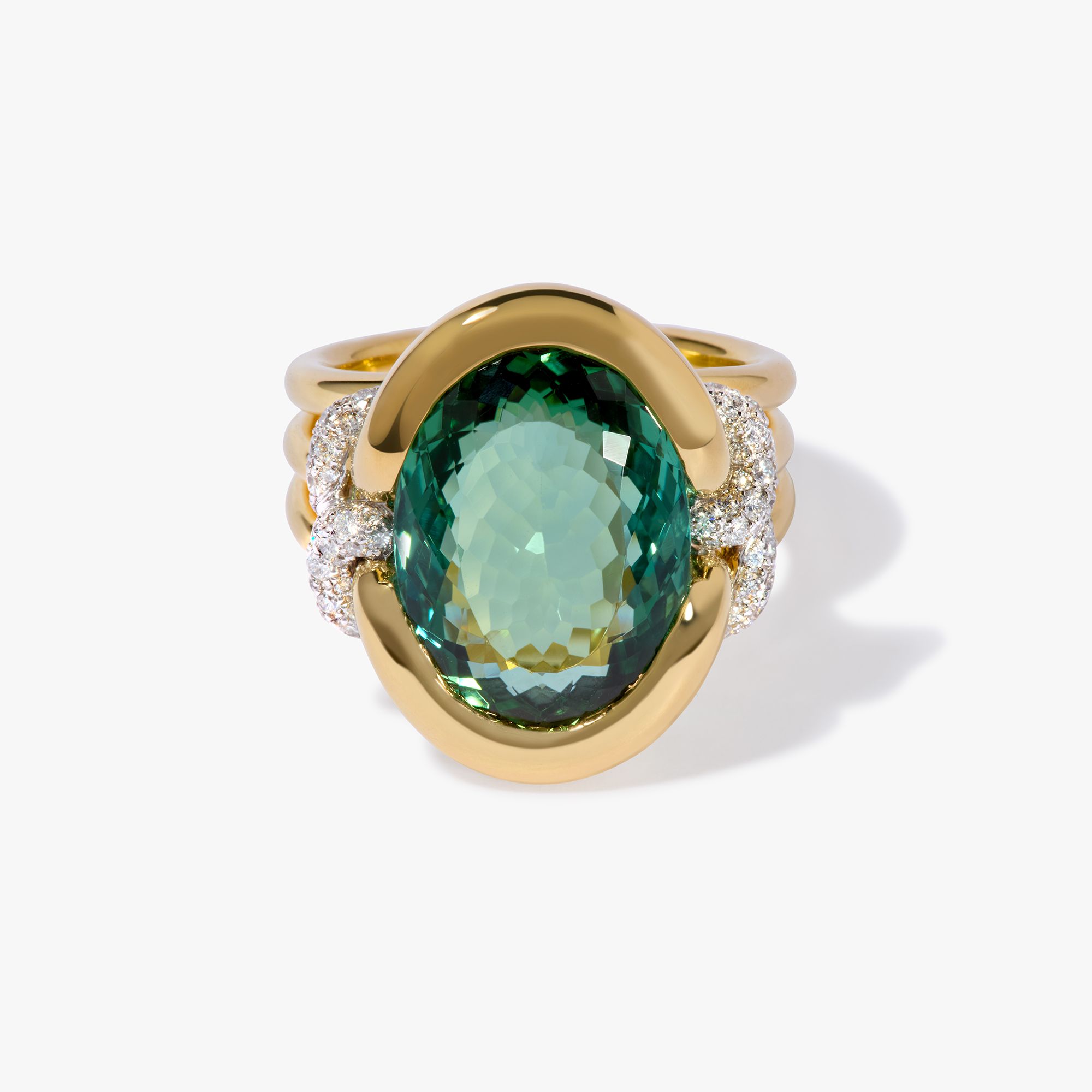 Knuckle Dust Green Tourmaline & Diamond Ring