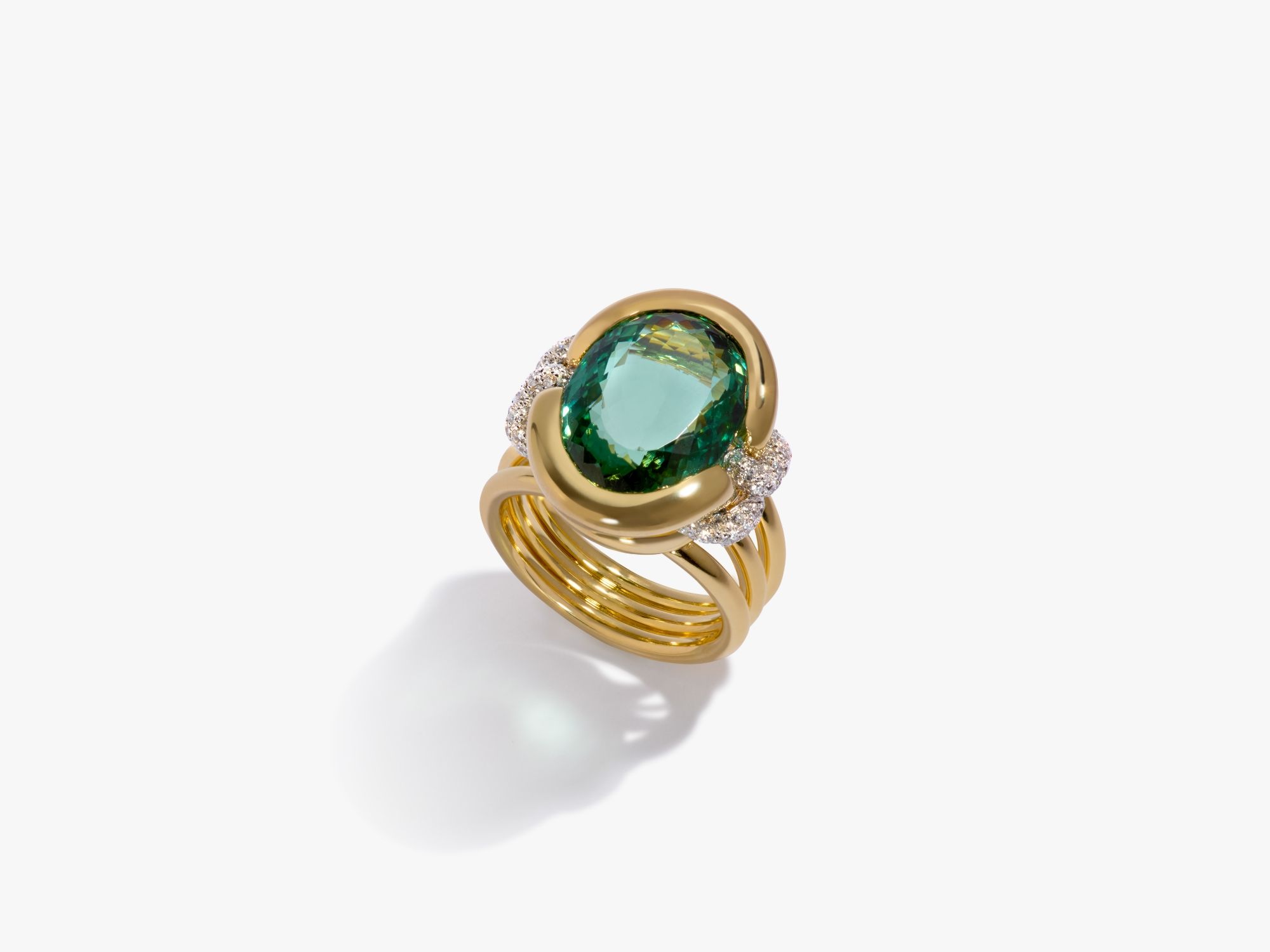Knuckle Dust Green Tourmaline & Diamond Ring