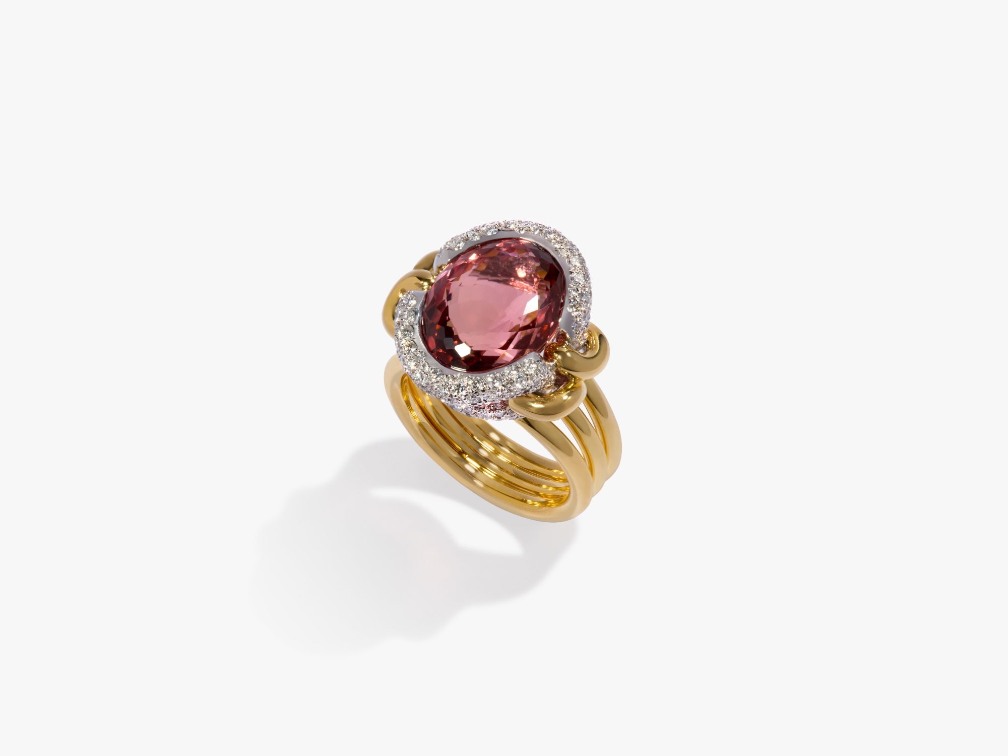 Knuckle Dust Pink Tourmaline & Diamond Ring