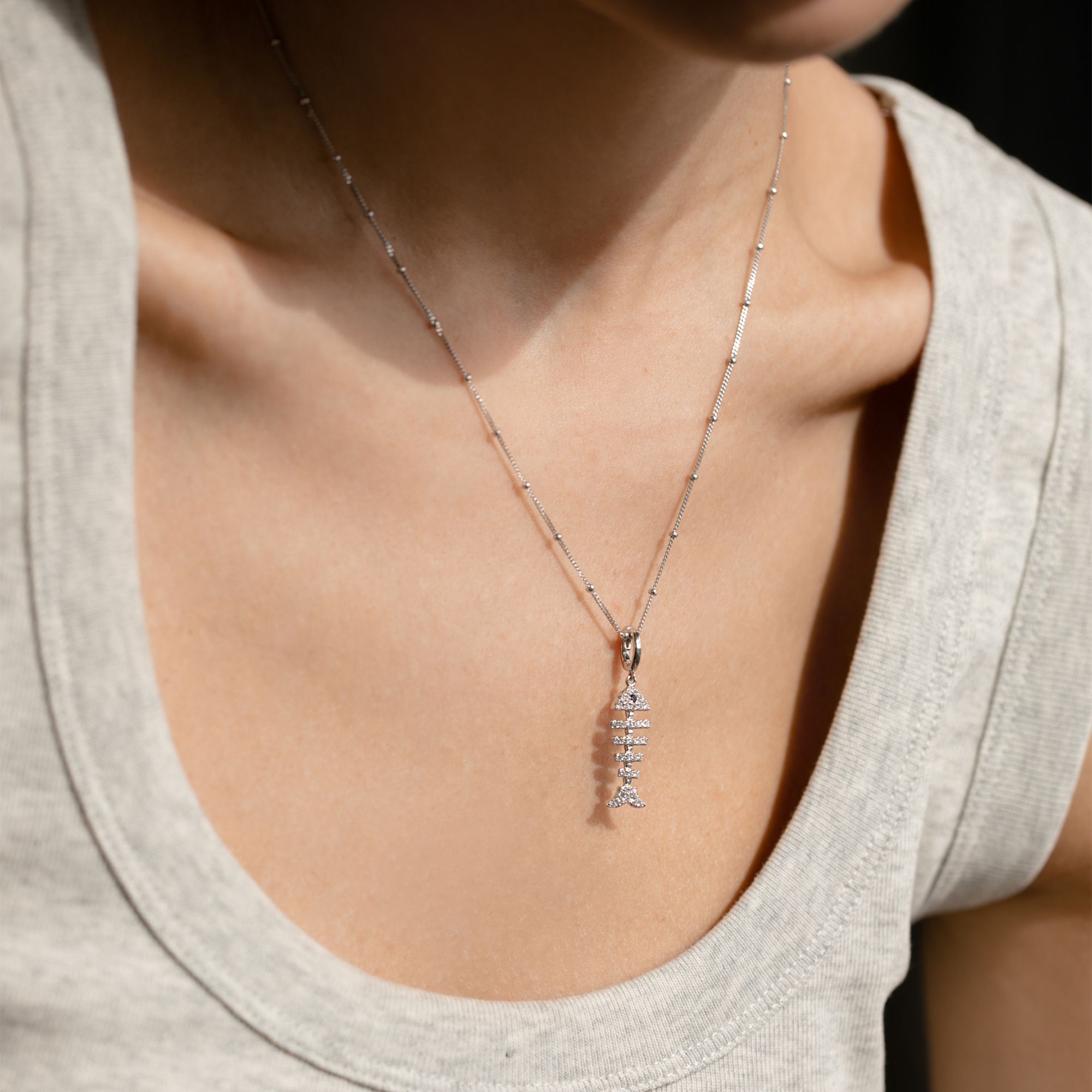 Fish Bones Charm Pendant