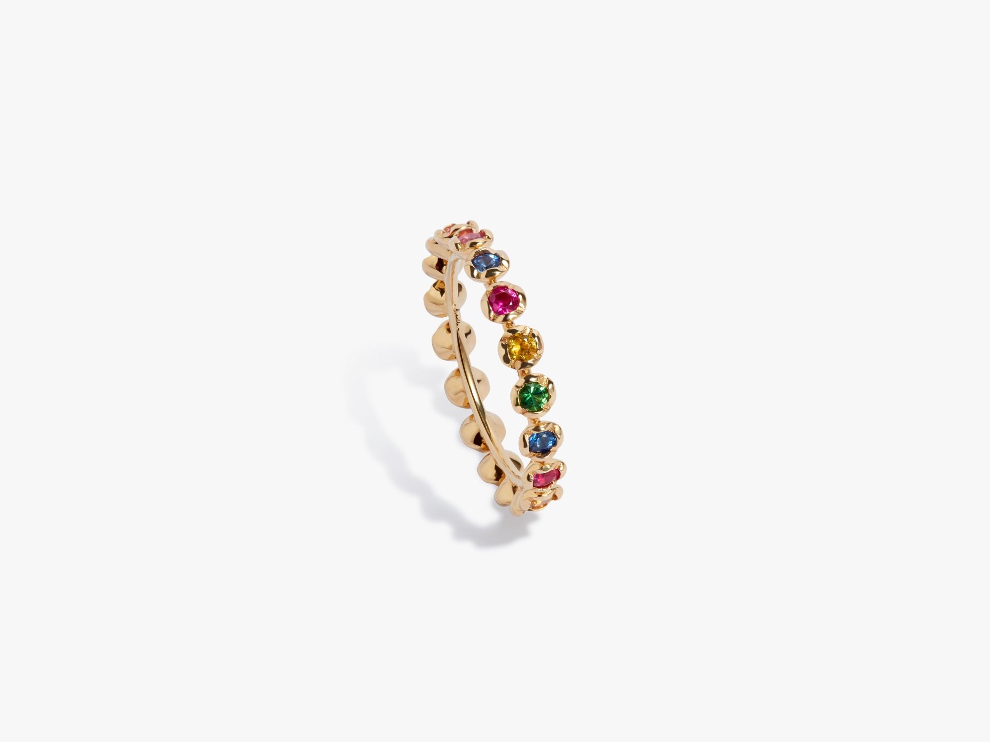18ct Yellow Gold Sapphire Whoopsie Daisy Rainbow Eternity Ring