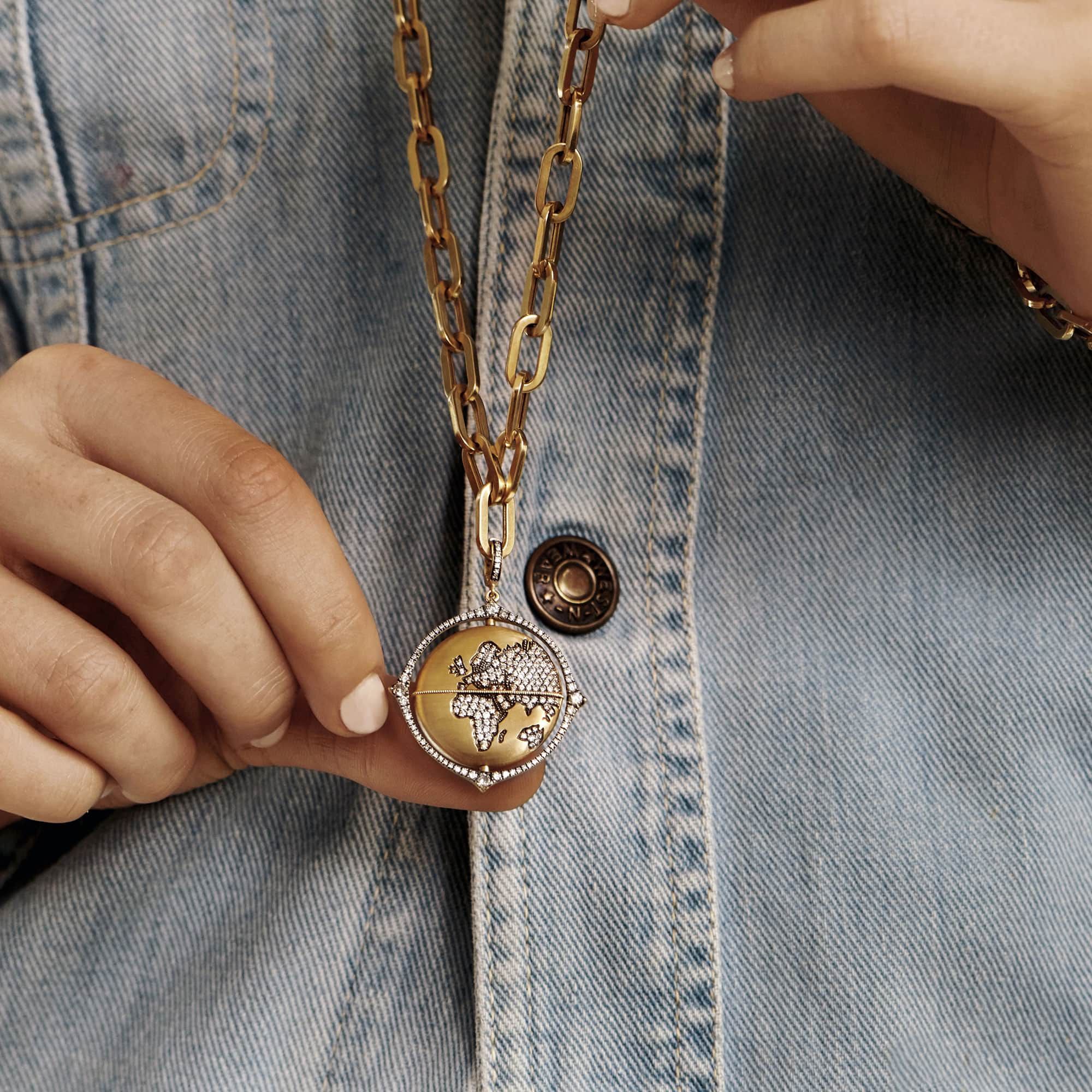 Mythology Spinning Globe Pendant