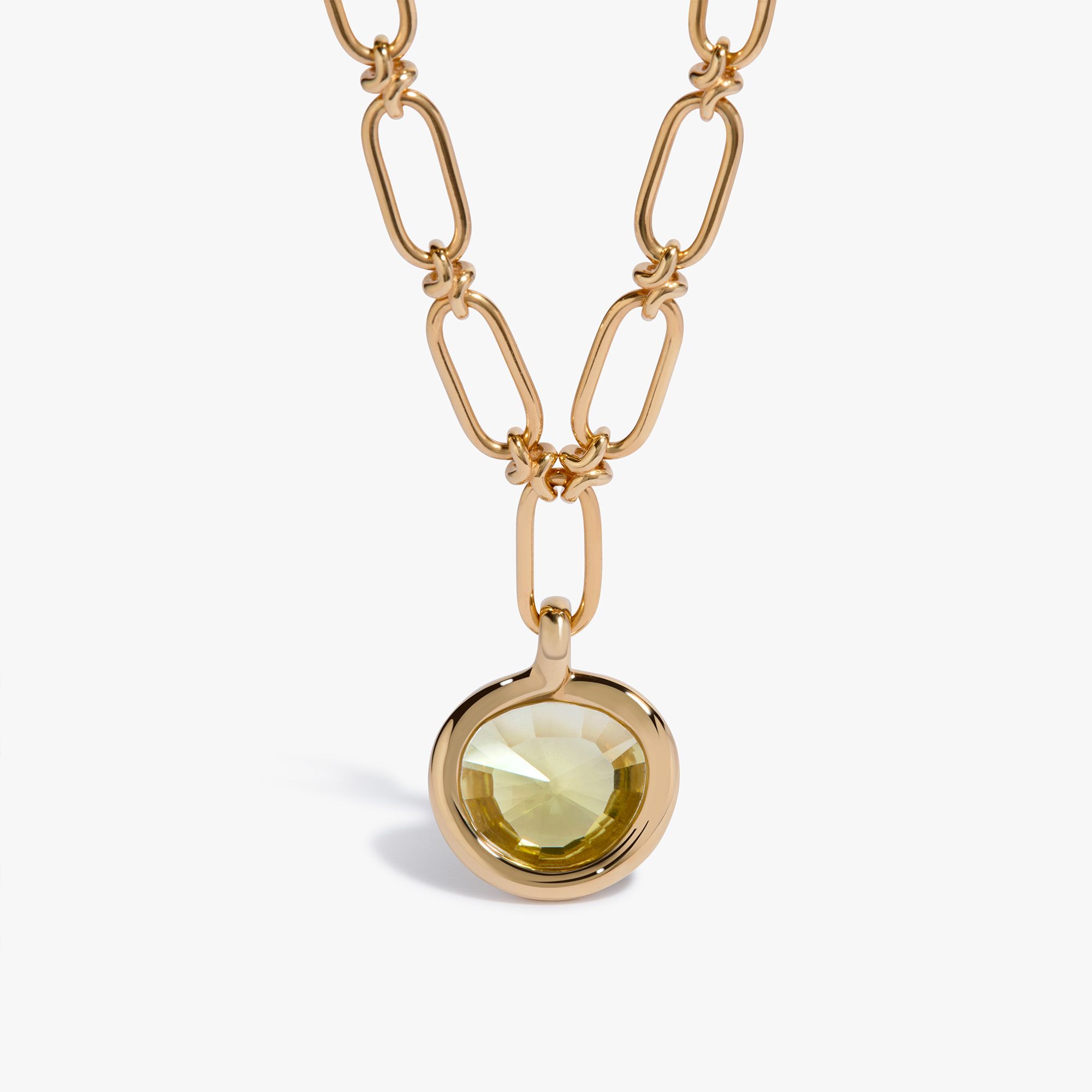 Sweetie Olive Quartz & Knuckle Necklace