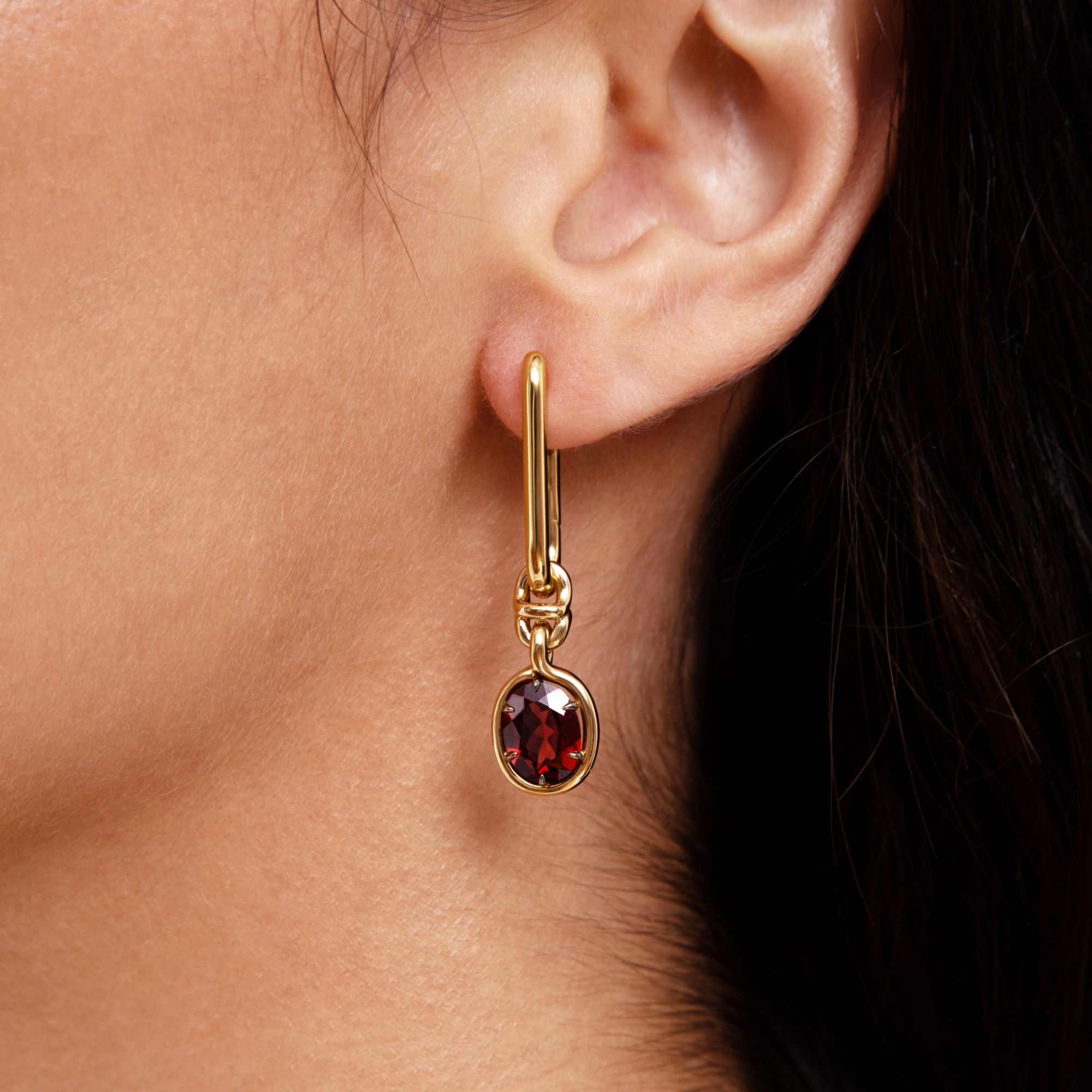 14k Solid Gold Knuckle Garnet Earrings - Annoushka US