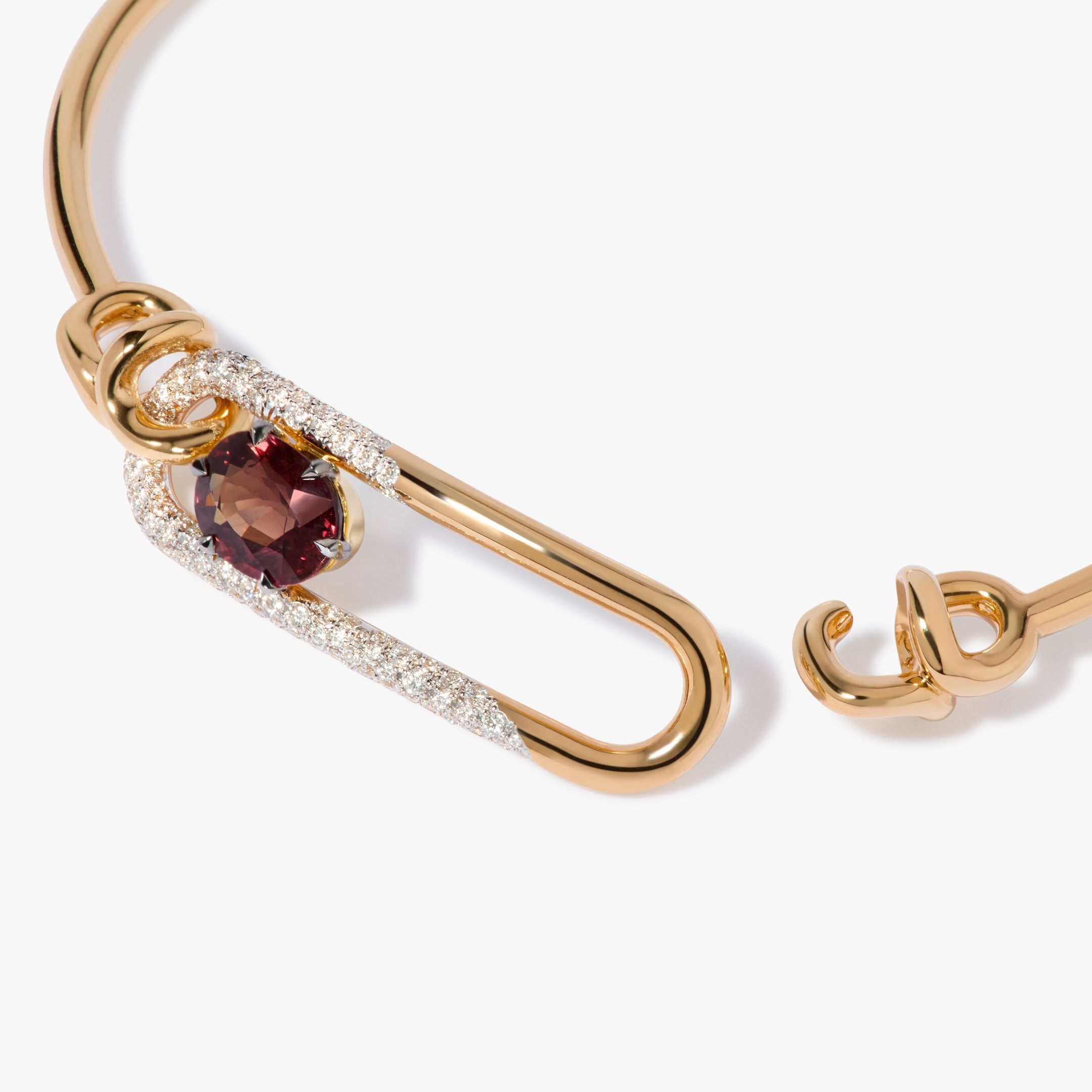 Knuckle Dust Garnet & Diamond Bangle 