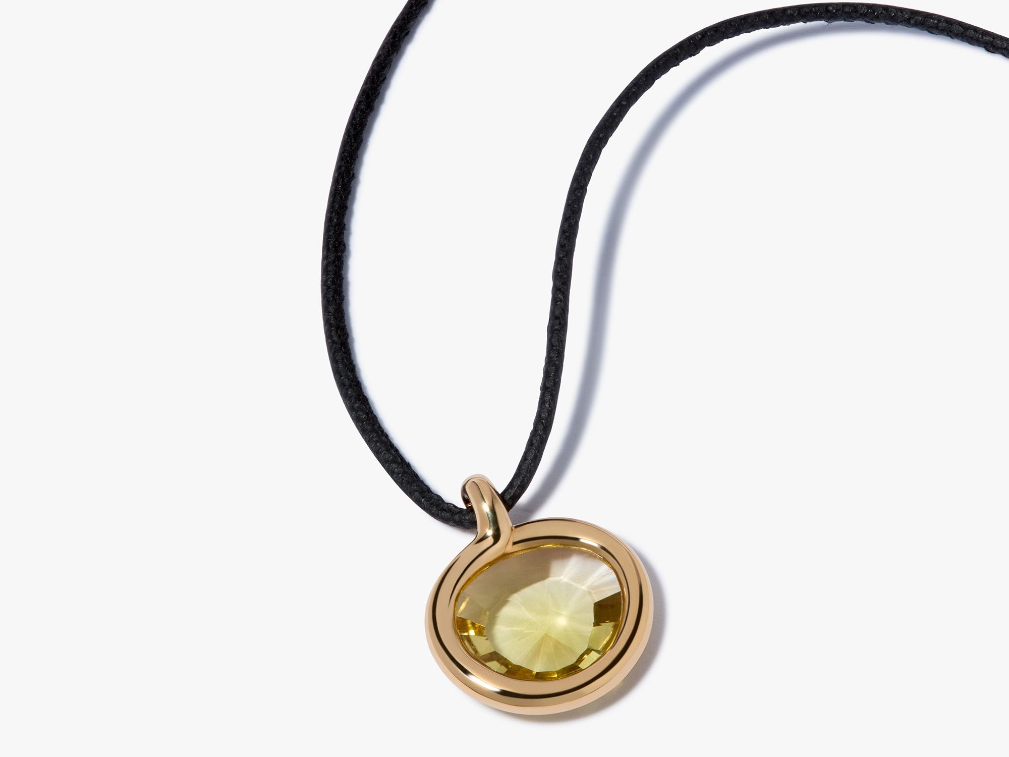 Sweetie Olive Quartz Pendant & Soft Leather Necklace