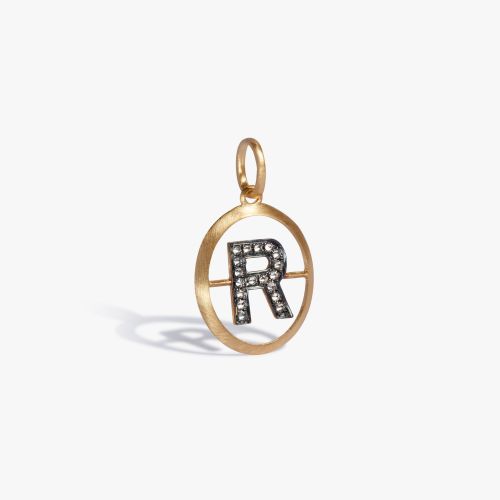 Initials 18ct Yellow Gold Diamond R Pendant