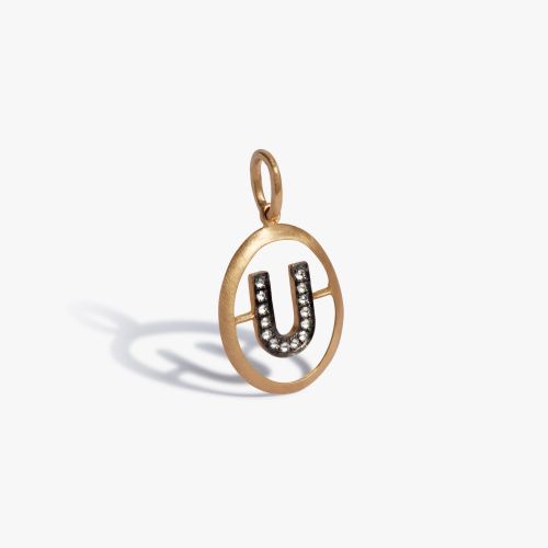 Initials 18ct Yellow Gold Diamond U Pendant