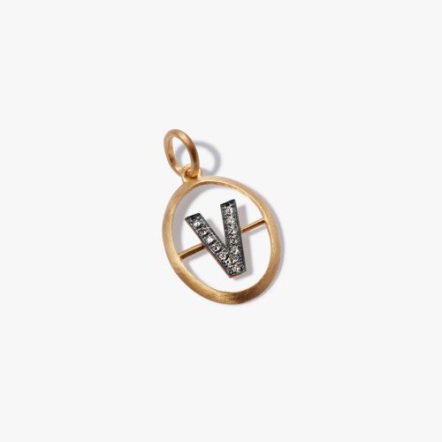 Initials 18ct Yellow Gold Diamond V Pendant