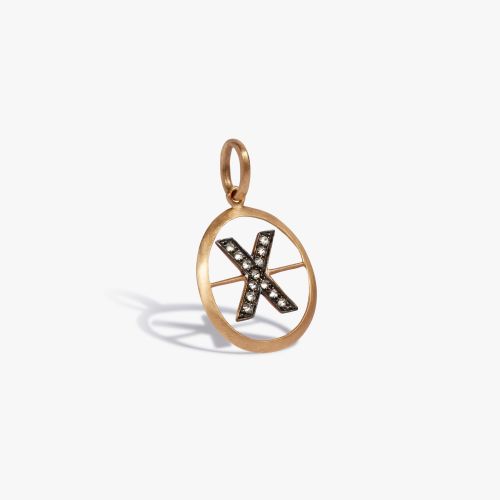 Initials 18ct Yellow Gold Diamond X Pendant