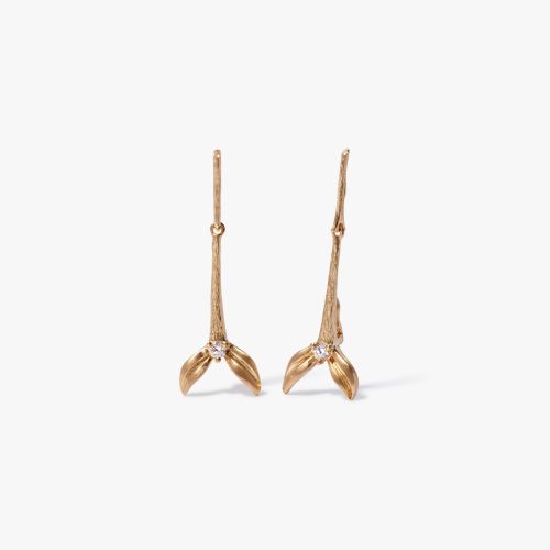Tulips 18ct Yellow Gold Diamond Stem Earrings