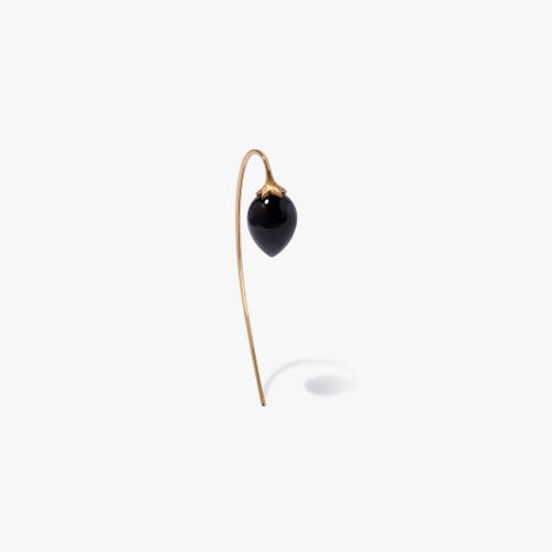 18ct Yellow Gold Black Onyx French Hook Earring