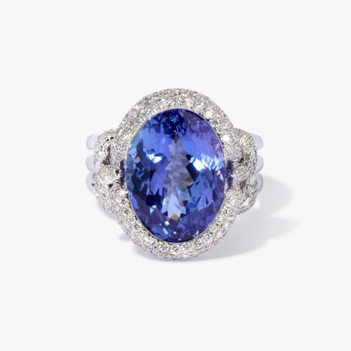 Knuckle Dust Tanzanite & Diamond Ring 