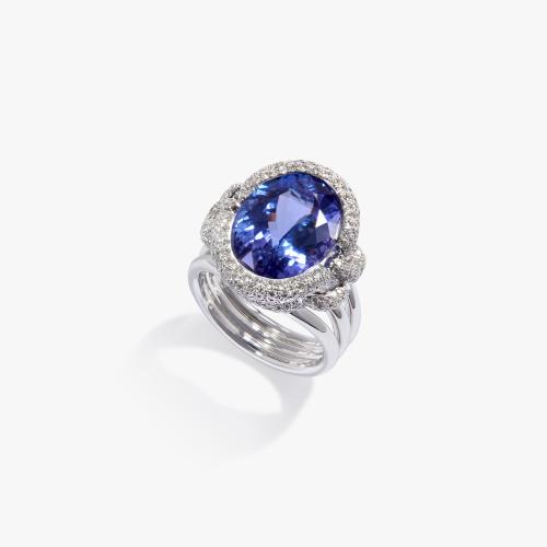 Knuckle Dust Tanzanite & Diamond Ring