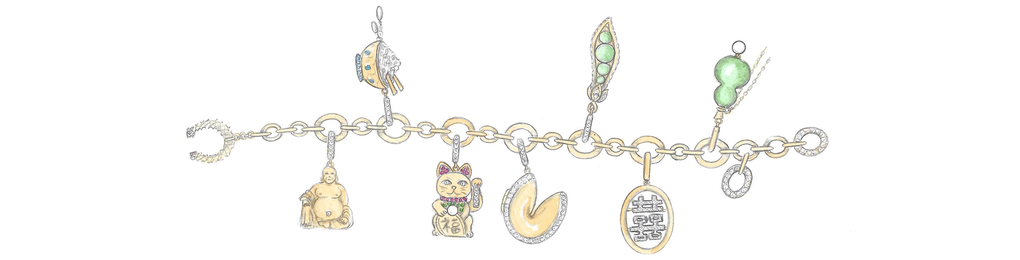 sketch of charm bracelet
