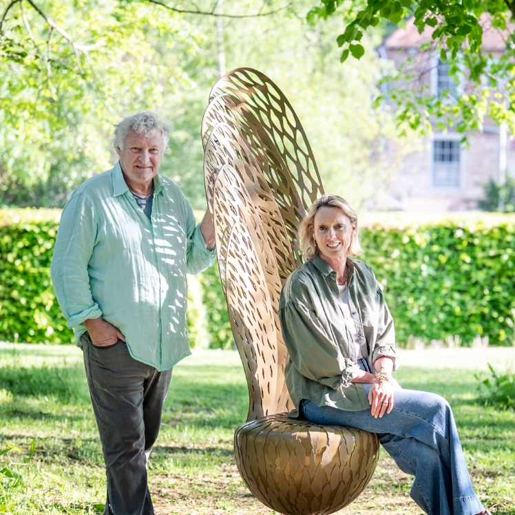 David Harber and Annoushka Ducas posing in garden