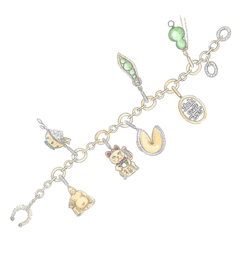 sketch of charm bracelet